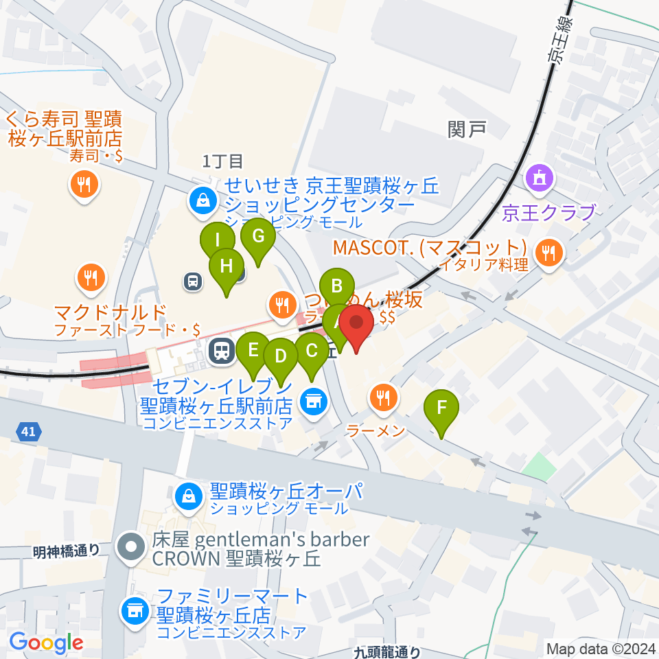 スガナミ楽器 桜ヶ丘センター周辺のカフェ一覧地図