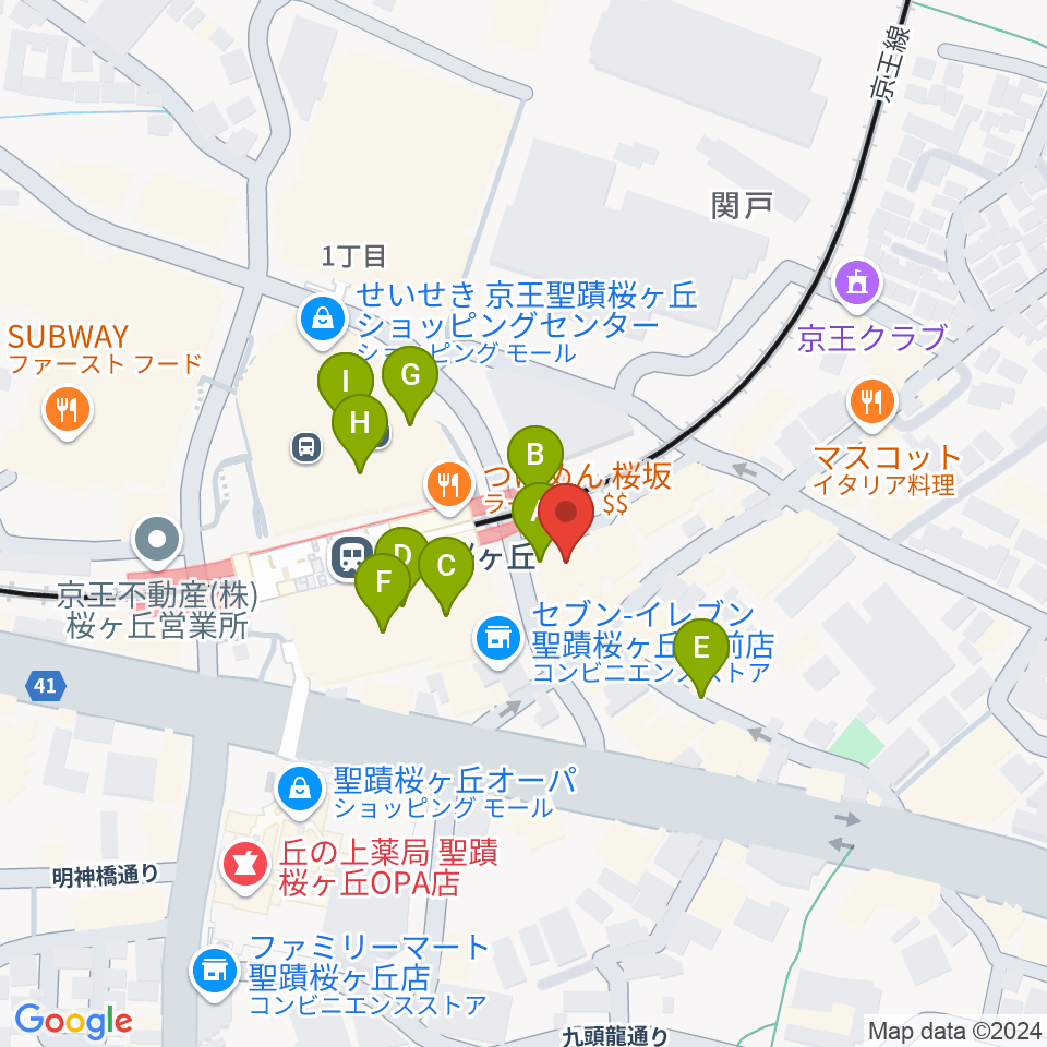 スガナミ楽器 桜ヶ丘センター周辺のカフェ一覧地図