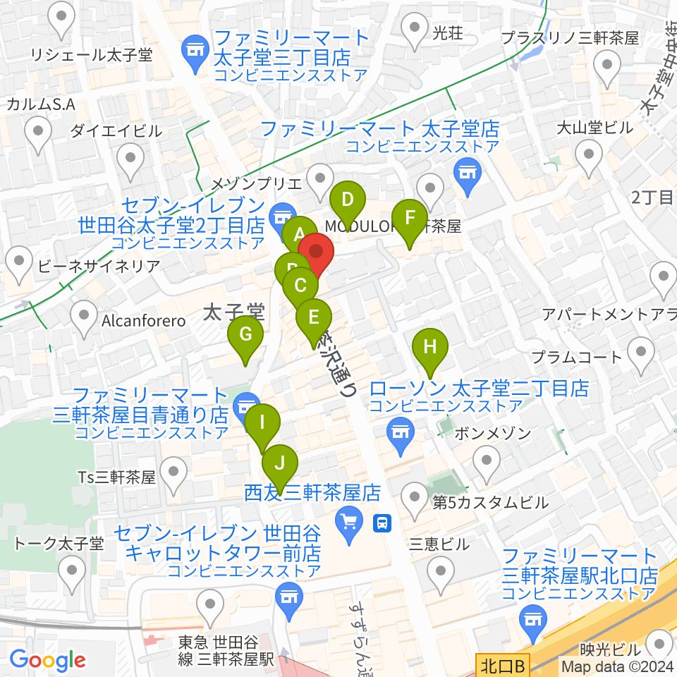 スガナミ三軒茶屋センター周辺のカフェ一覧地図