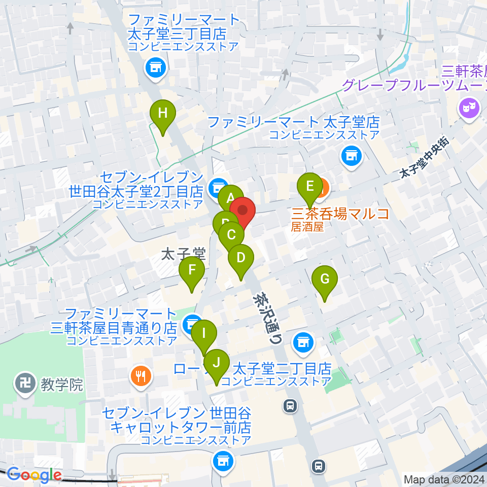 スガナミ三軒茶屋センター周辺のカフェ一覧地図