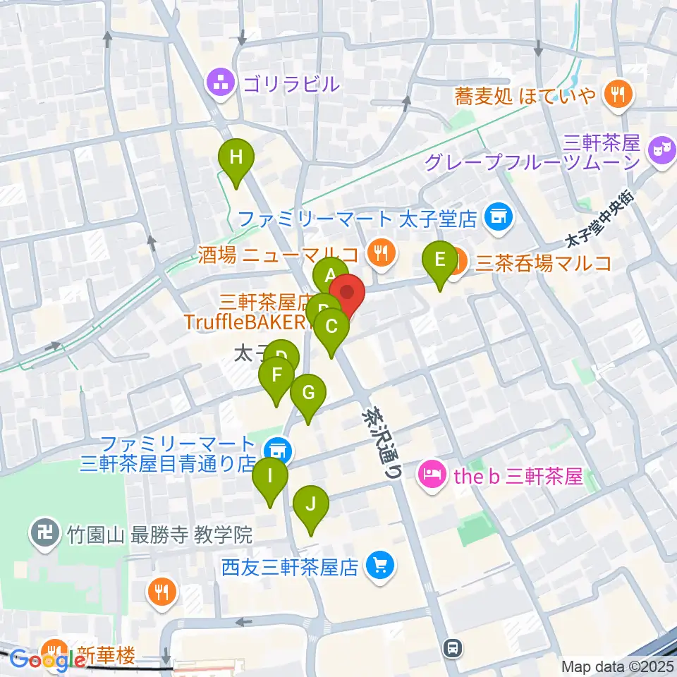 スガナミ三軒茶屋センター周辺のカフェ一覧地図