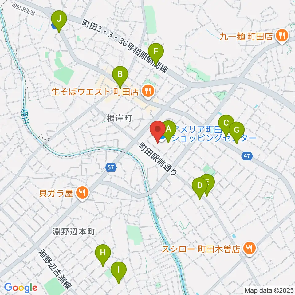 スガナミ楽器 町田根岸センター周辺のカフェ一覧地図