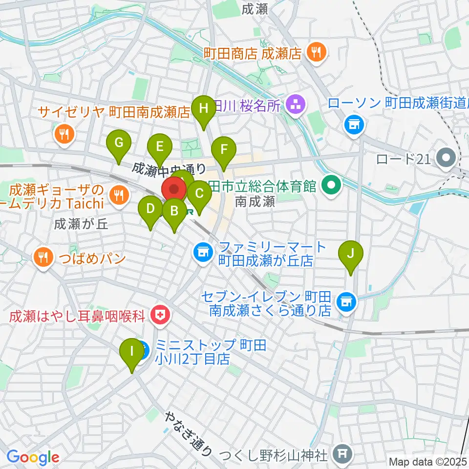 スガナミ楽器 成瀬センター周辺のカフェ一覧地図