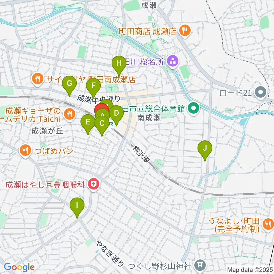 スガナミ楽器 成瀬センター周辺のカフェ一覧地図