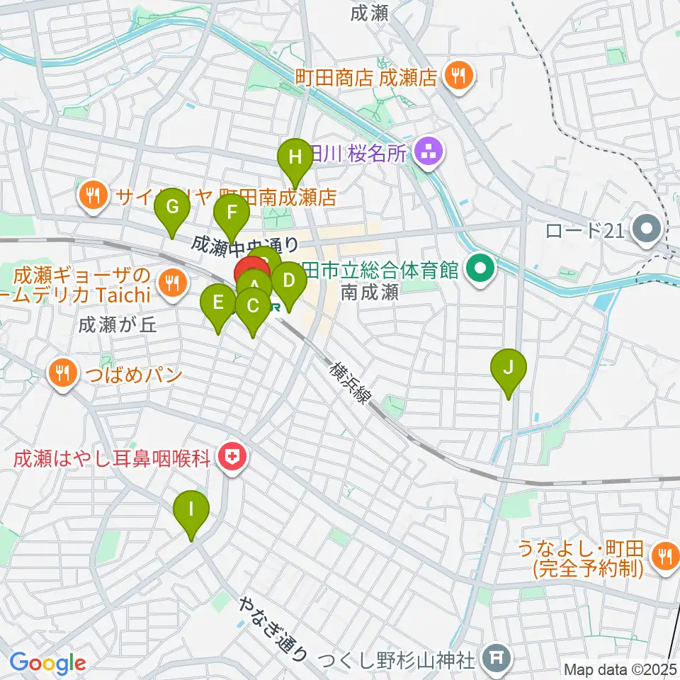 スガナミ楽器 成瀬センター周辺のカフェ一覧地図