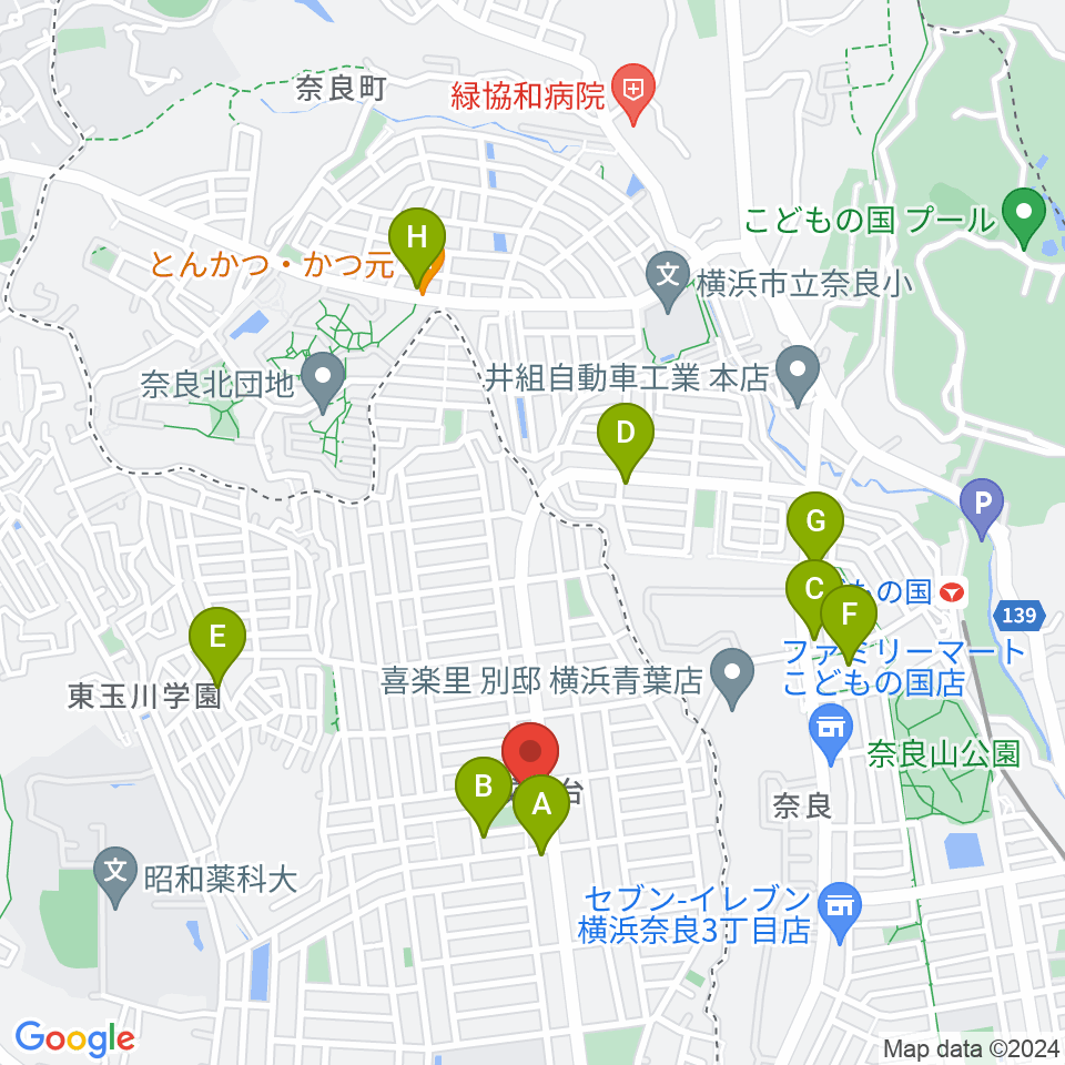 スガナミ楽器 成瀬台センター周辺のカフェ一覧地図