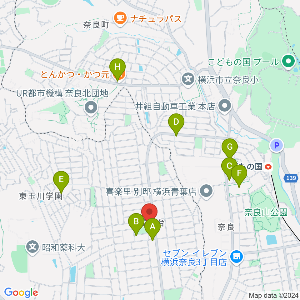 スガナミ楽器 成瀬台センター周辺のカフェ一覧地図