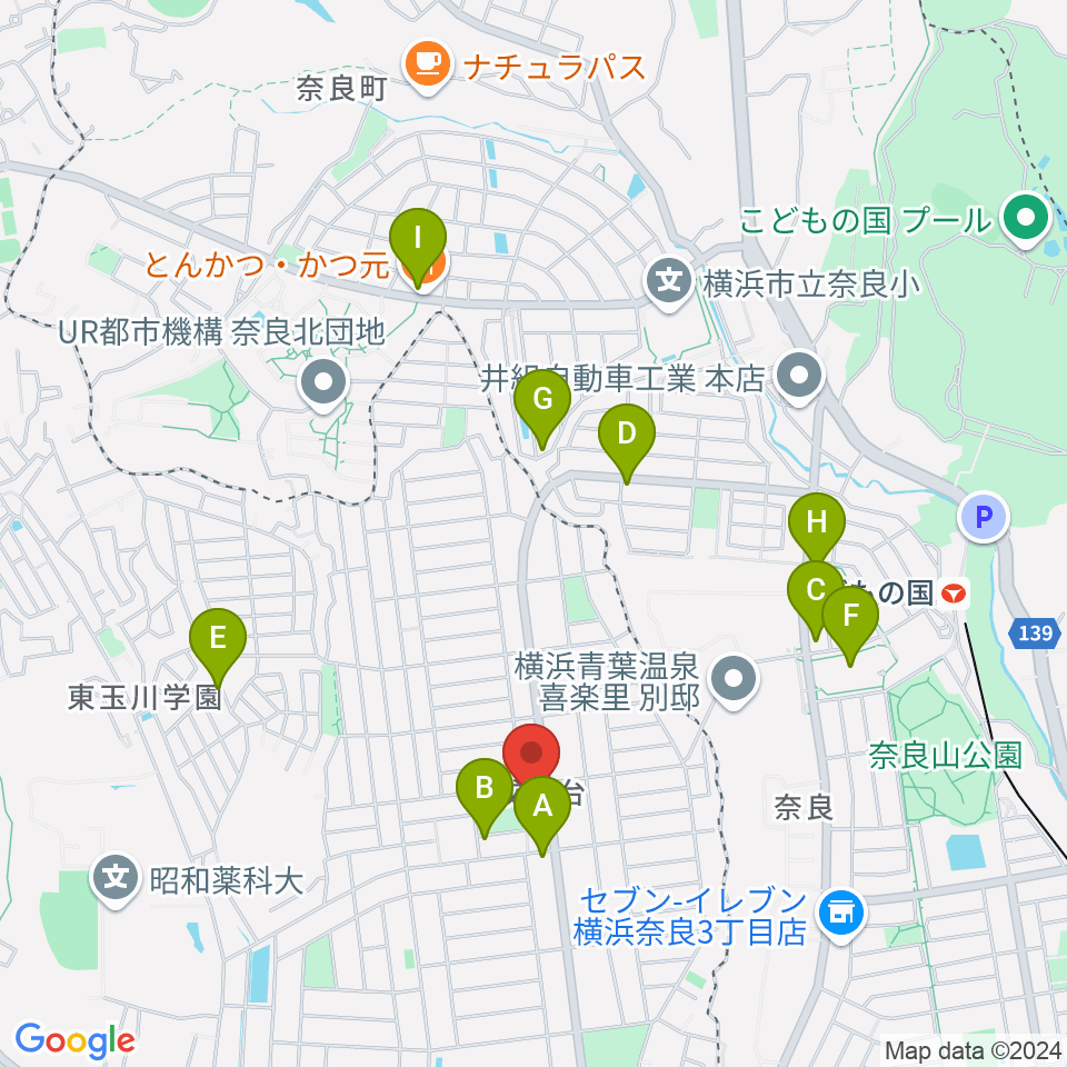 スガナミ楽器 成瀬台センター周辺のカフェ一覧地図