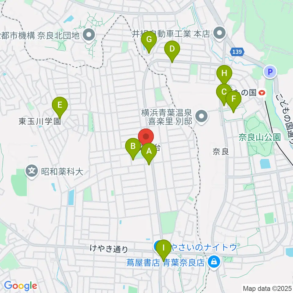 スガナミ楽器 成瀬台センター周辺のカフェ一覧地図