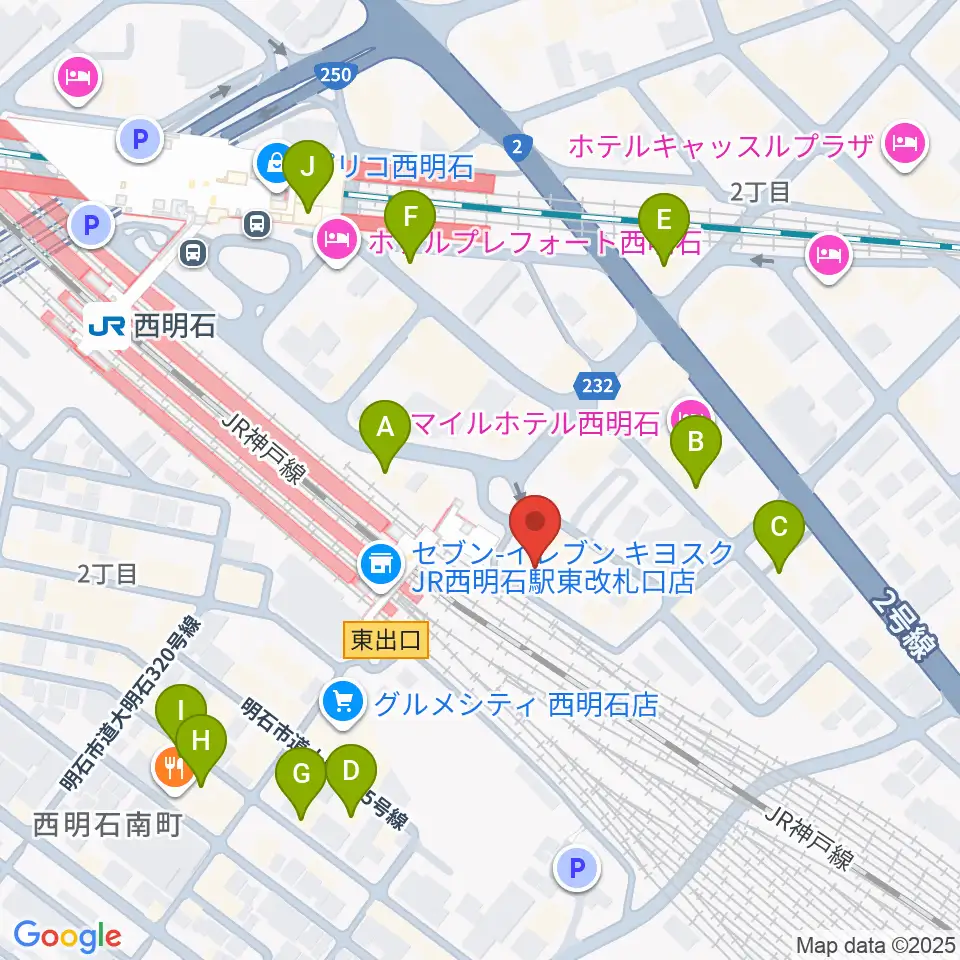 スガナミ楽器 西明石ミュージックセンター周辺のカフェ一覧地図