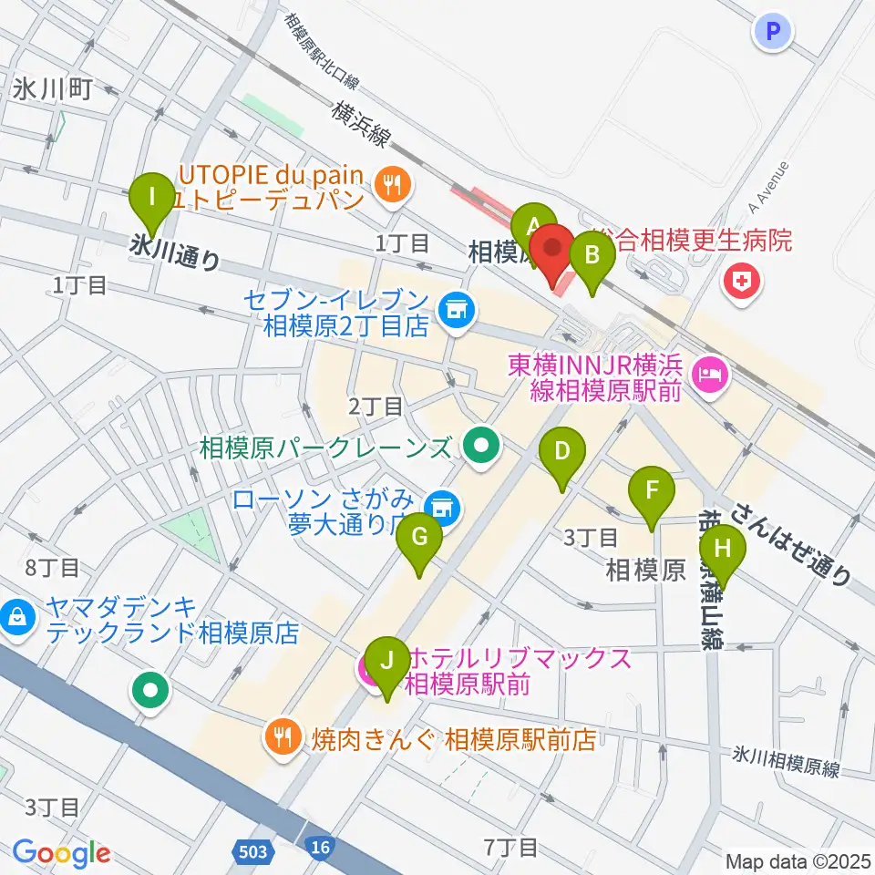 スガナミ楽器 相模原センター周辺のカフェ一覧地図