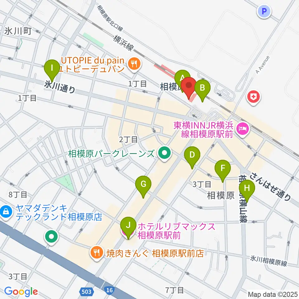 スガナミ楽器 相模原センター周辺のカフェ一覧地図