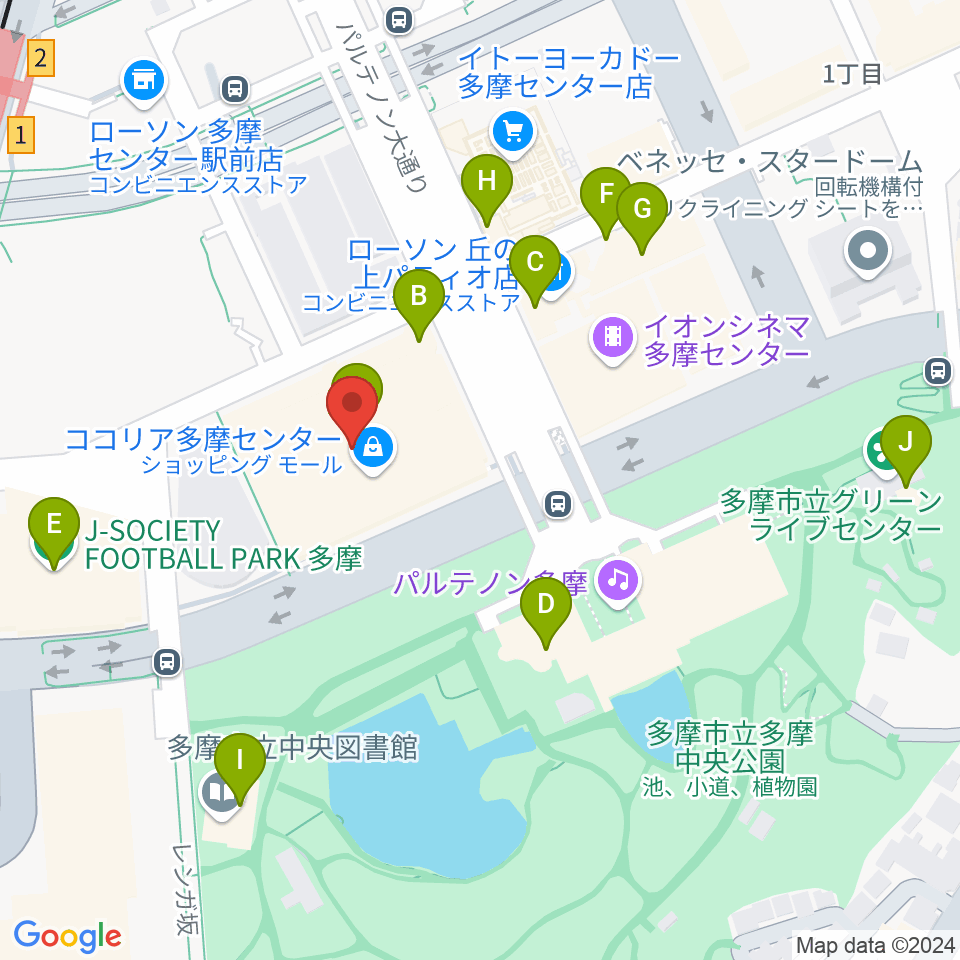 スガナミミュージックサロン多摩周辺のカフェ一覧地図