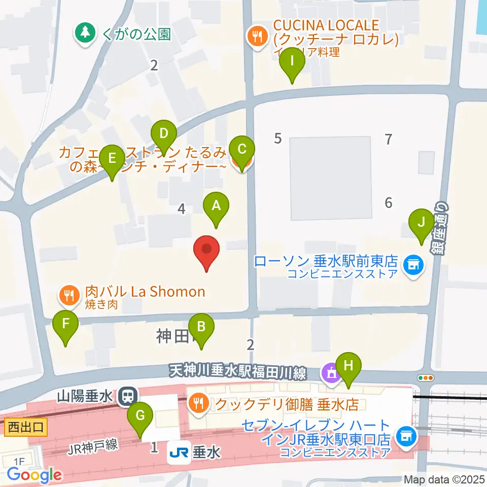 スガナミ楽器 垂水ミュージックセンター周辺のカフェ一覧地図