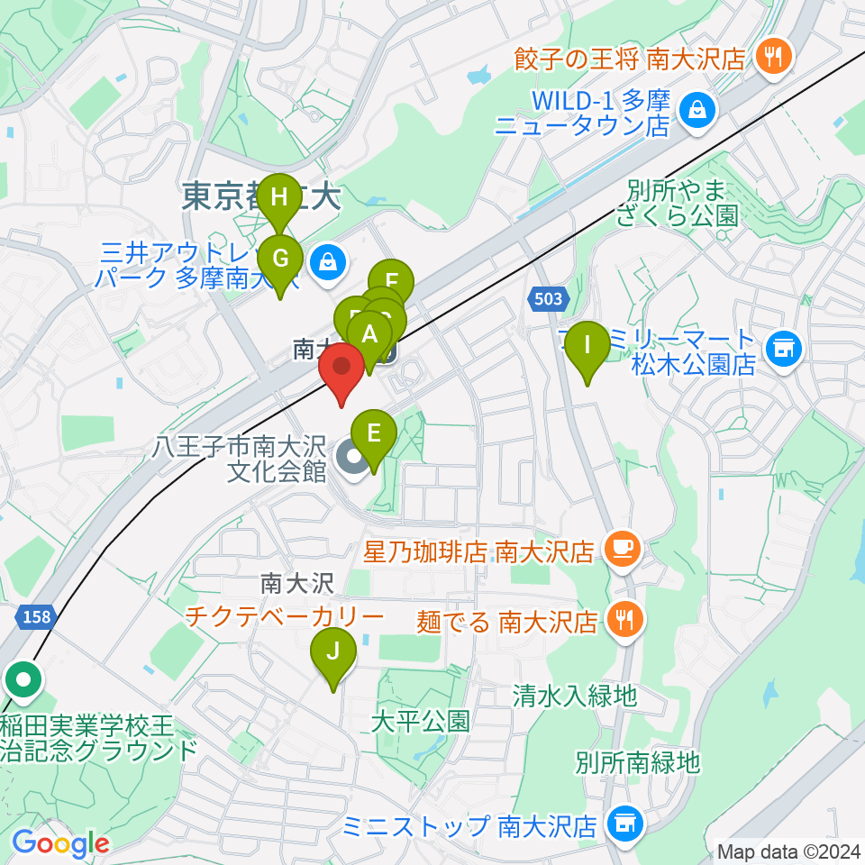 スガナミ楽器 南大沢駅前センター周辺のカフェ一覧地図