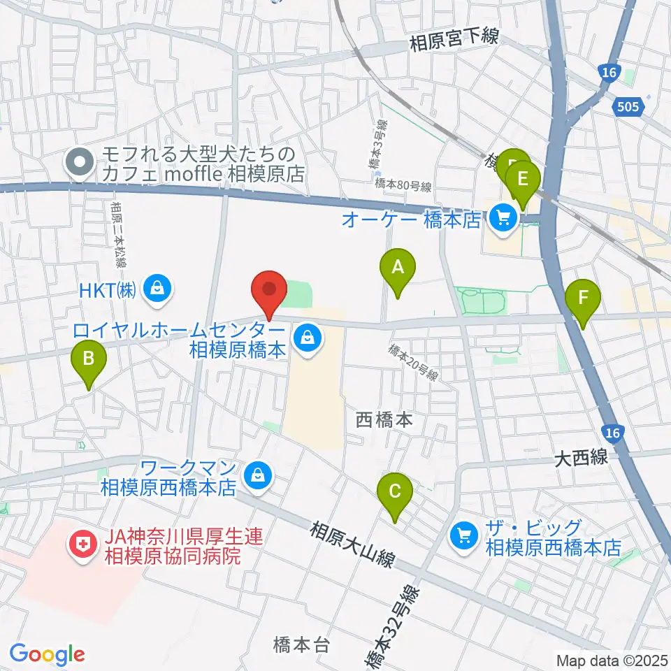 スガナミ楽器 西橋本センター周辺のカフェ一覧地図