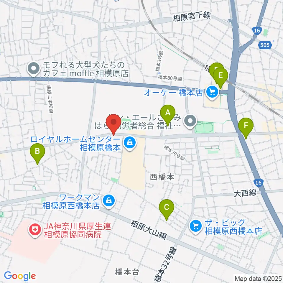 スガナミ楽器 西橋本センター周辺のカフェ一覧地図