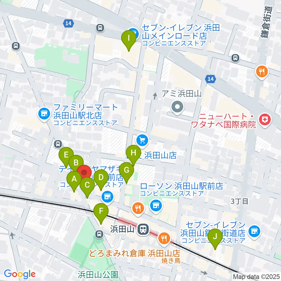 スガナミ楽器 浜田山センター周辺のカフェ一覧地図