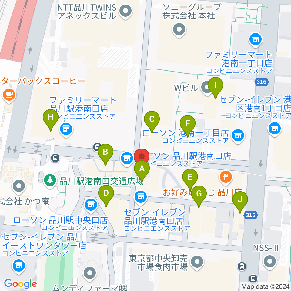 スガナミミュージックサロン品川周辺のカフェ一覧地図