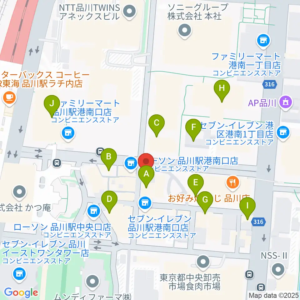 スガナミミュージックサロン品川周辺のカフェ一覧地図