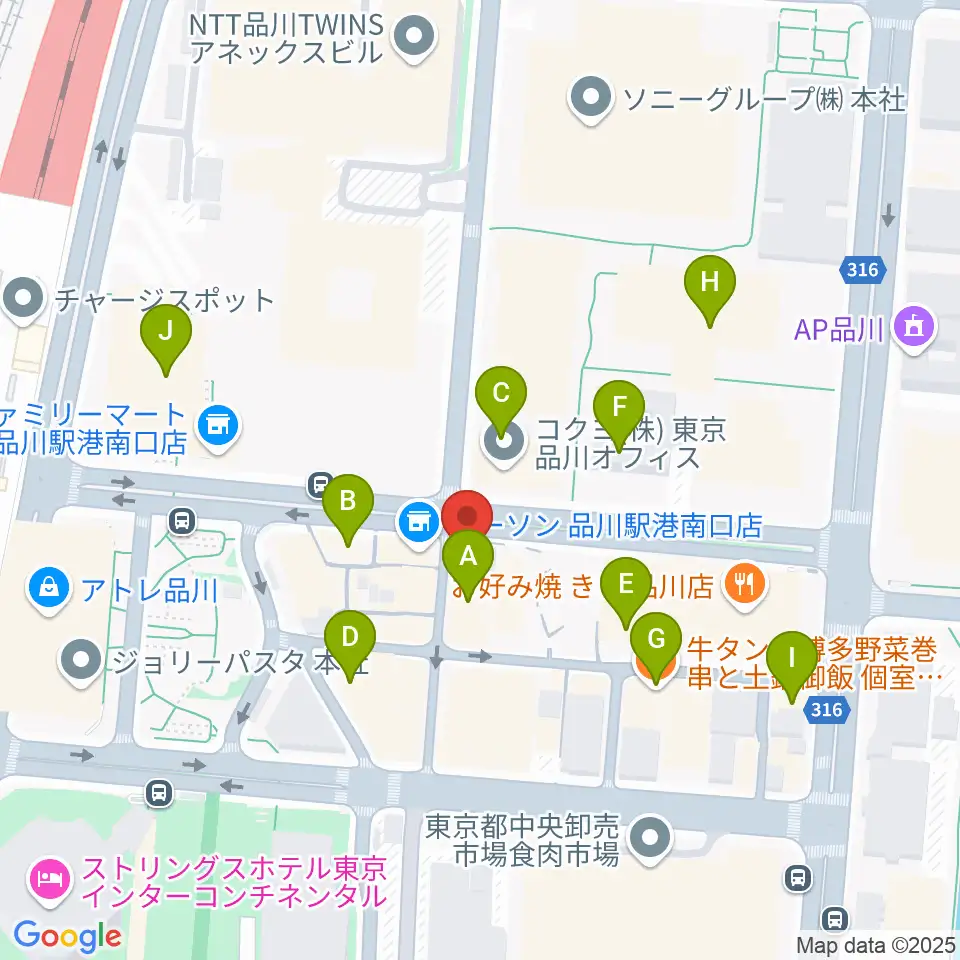 スガナミミュージックサロン品川周辺のカフェ一覧地図
