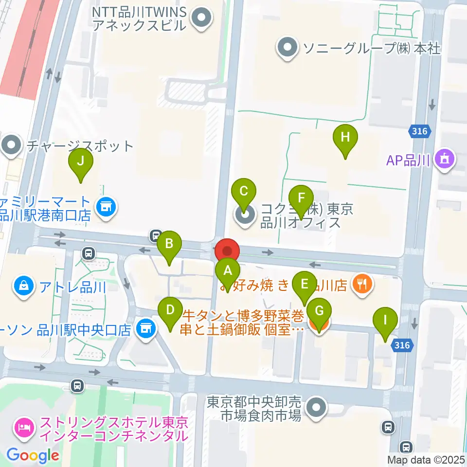 スガナミミュージックサロン品川周辺のカフェ一覧地図