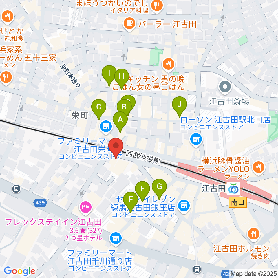 エークラスミュージック 江古田センター周辺のカフェ一覧地図