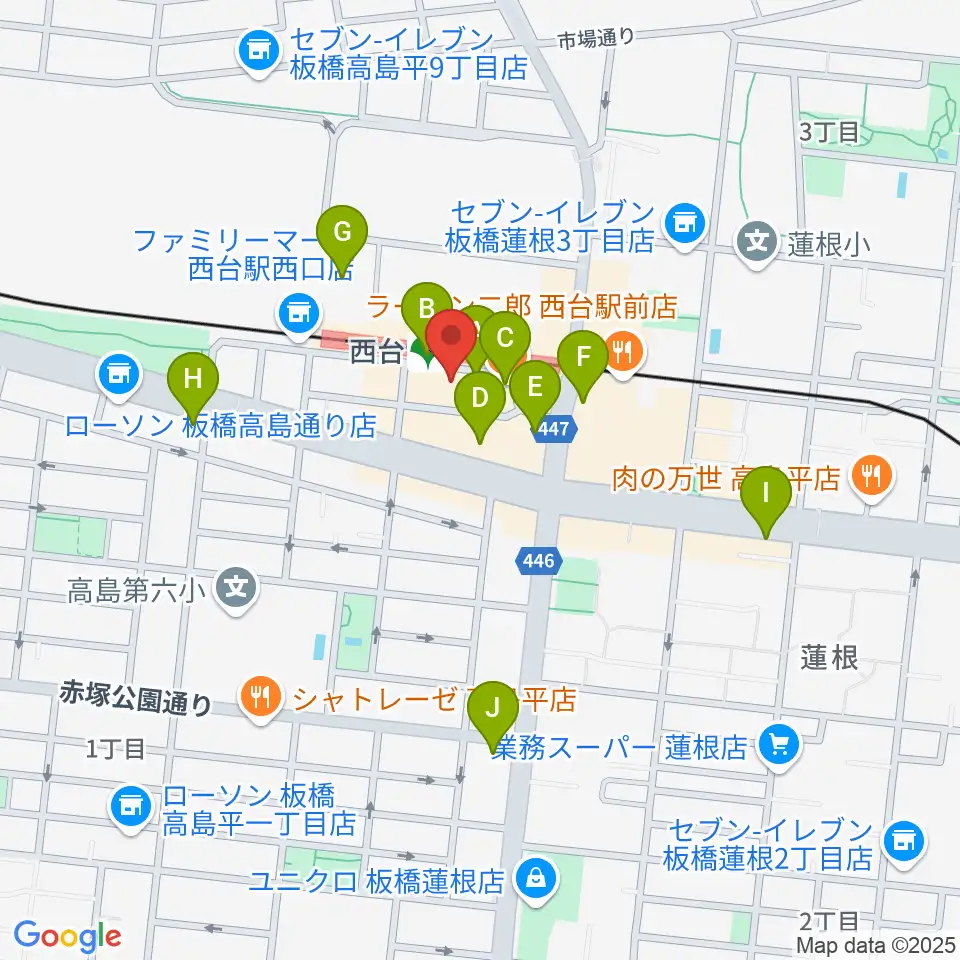 エークラスミュージック 西台センター周辺のカフェ一覧地図