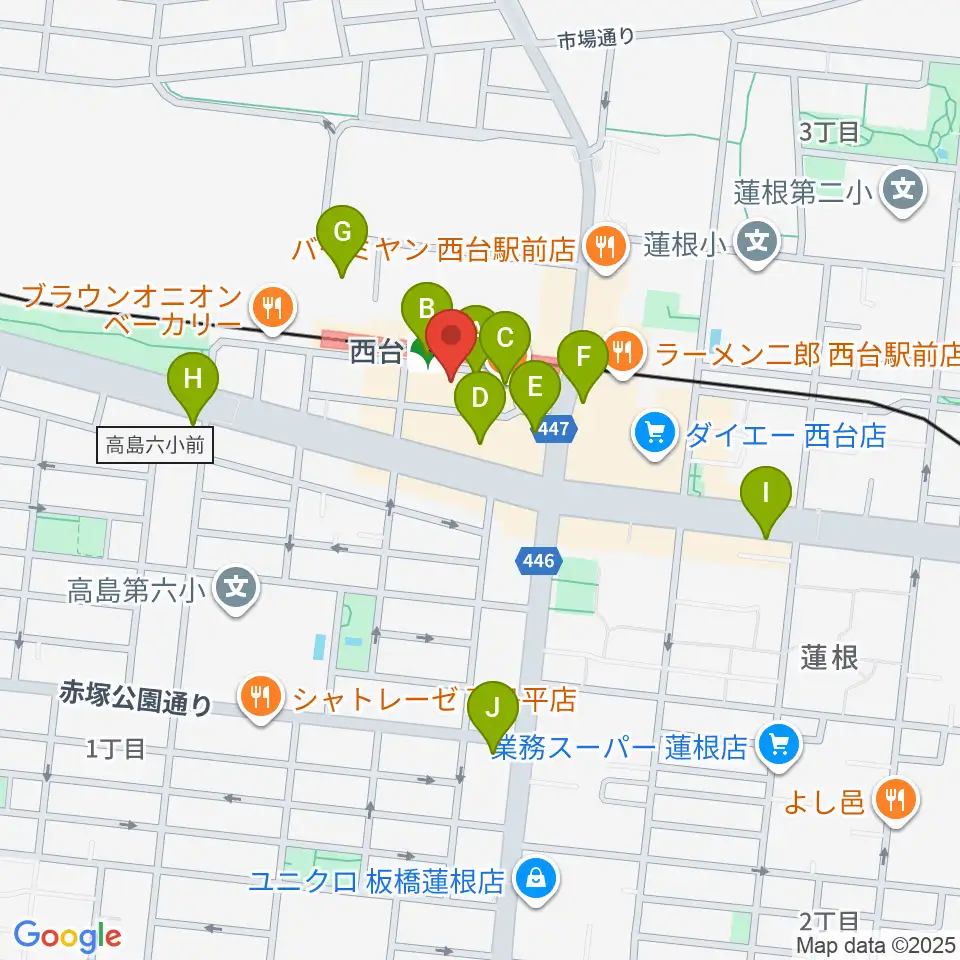 エークラスミュージック 西台センター周辺のカフェ一覧地図