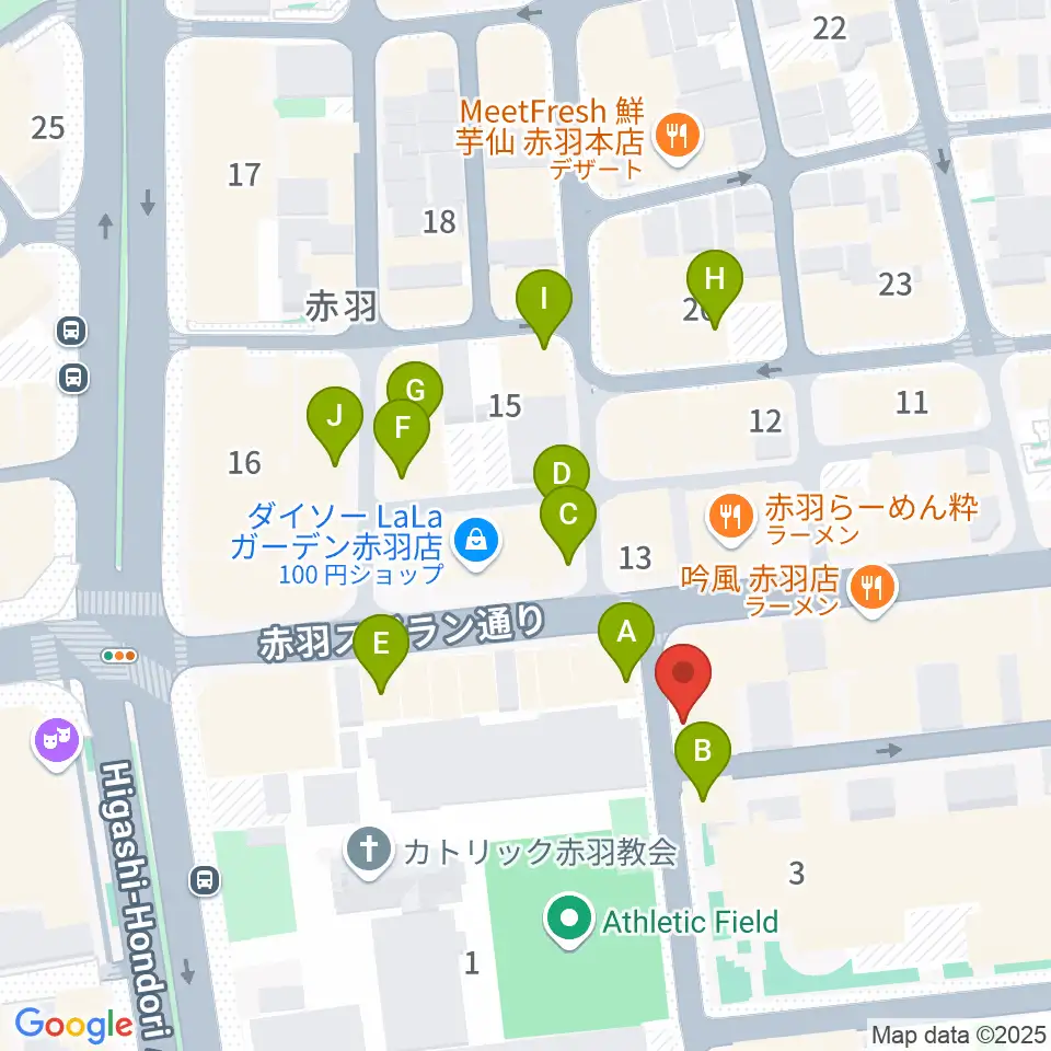 エークラスミュージック赤羽センター周辺のカフェ一覧地図