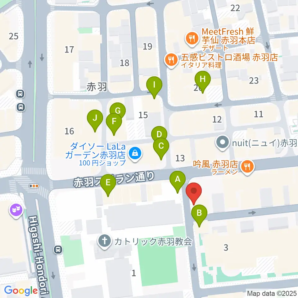エークラスミュージック赤羽センター周辺のカフェ一覧地図