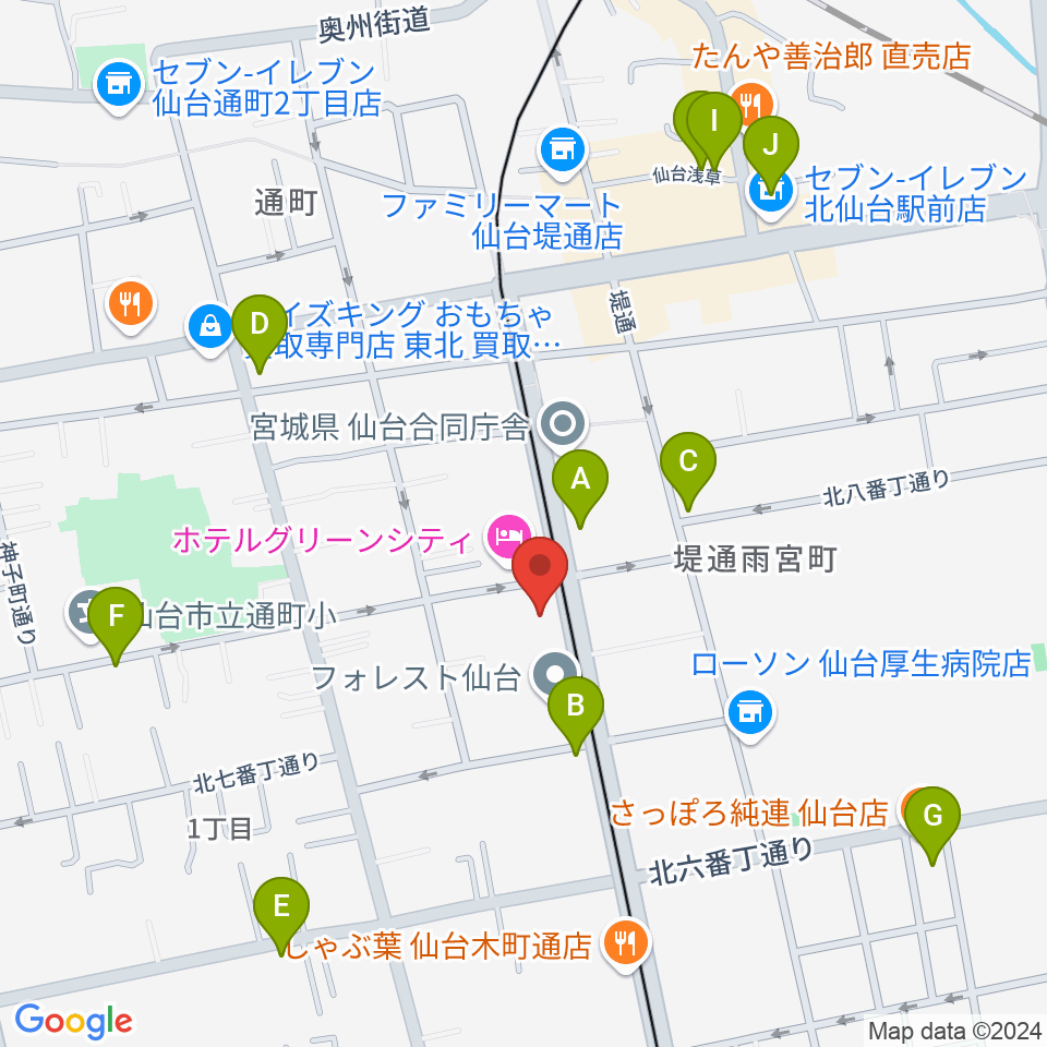 ラフォーレギター教室周辺のカフェ一覧地図