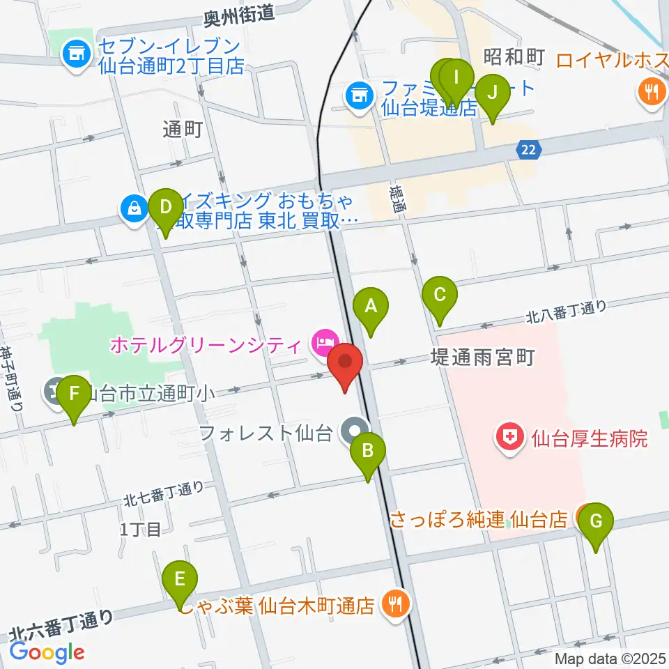 ラフォーレギター教室周辺のカフェ一覧地図