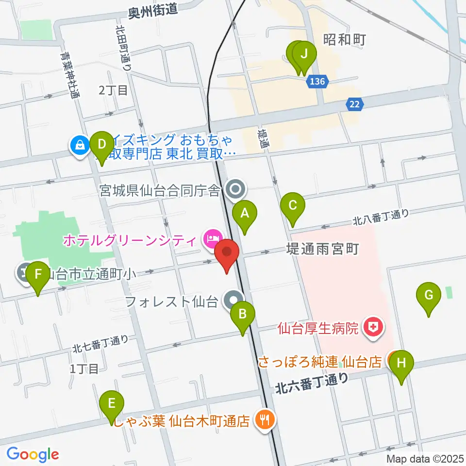 ラフォーレギター教室周辺のカフェ一覧地図