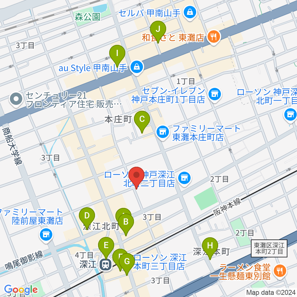 レオミュージック周辺のカフェ一覧地図