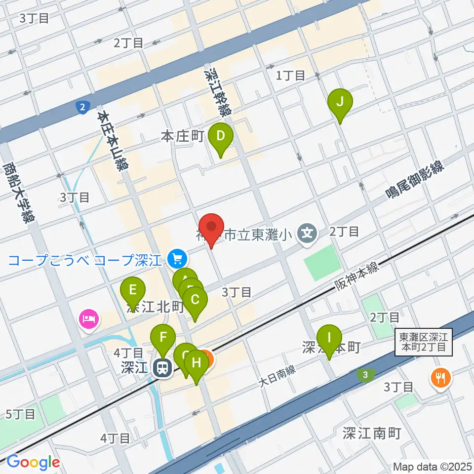 レオミュージック周辺のカフェ一覧地図