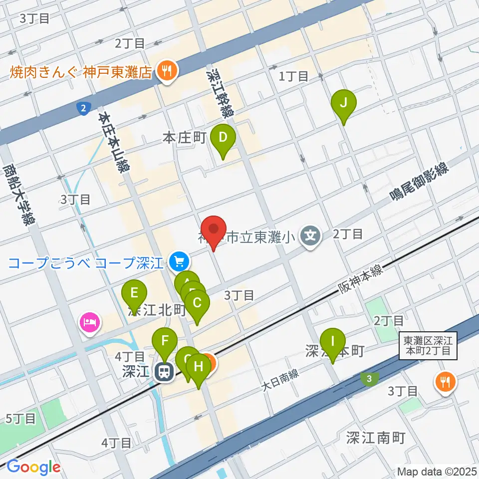 レオミュージック周辺のカフェ一覧地図