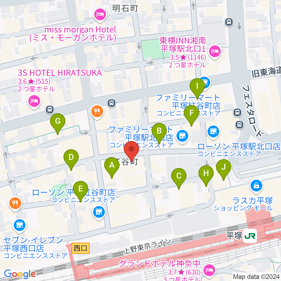 音楽スペースパル周辺のカフェ一覧地図