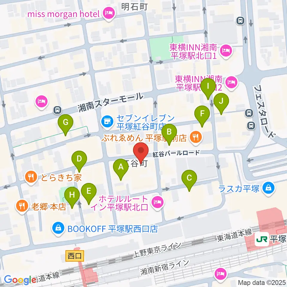 音楽スペースパル周辺のカフェ一覧地図