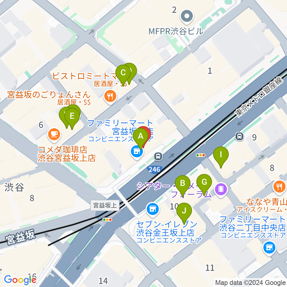 音楽教室ルフォスタ周辺のカフェ一覧地図