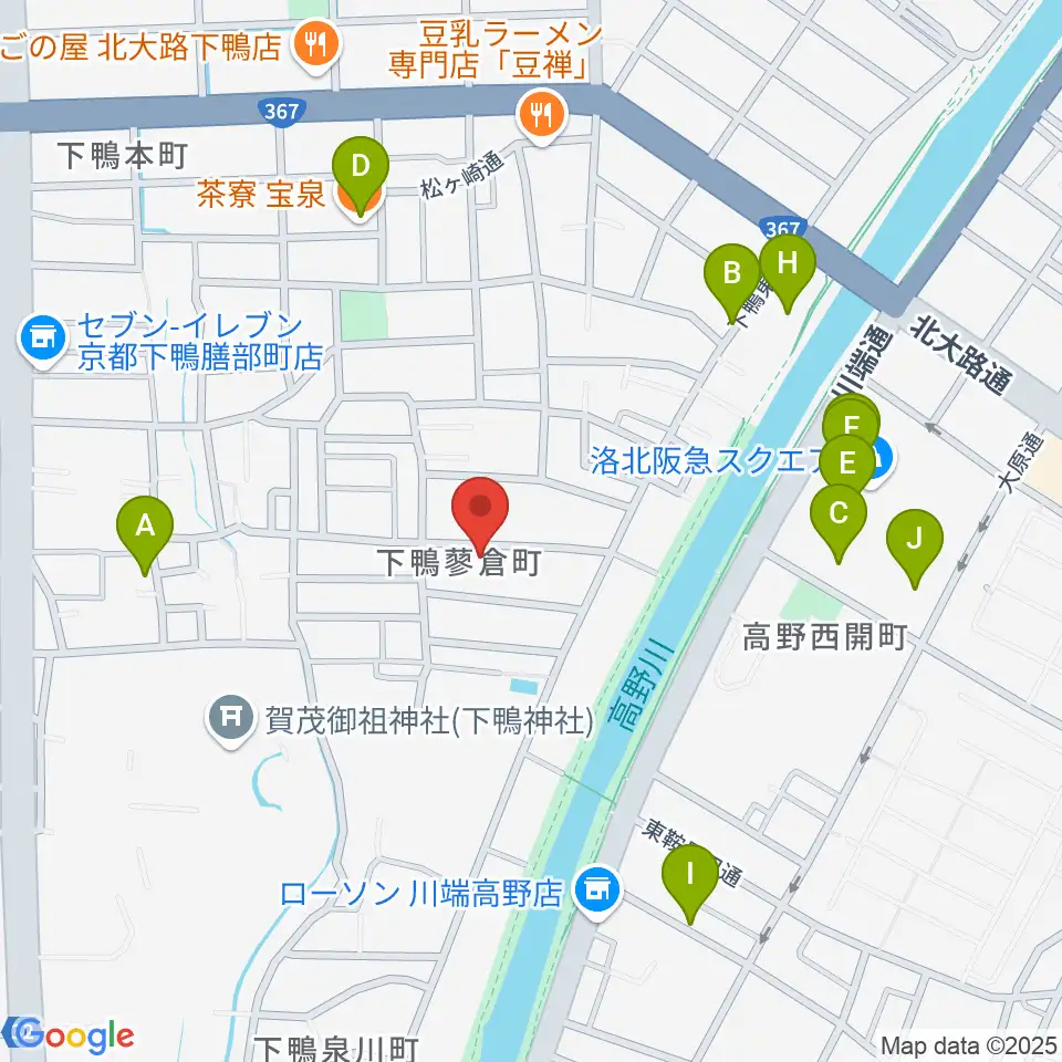 下鴨総合音楽教室周辺のカフェ一覧地図