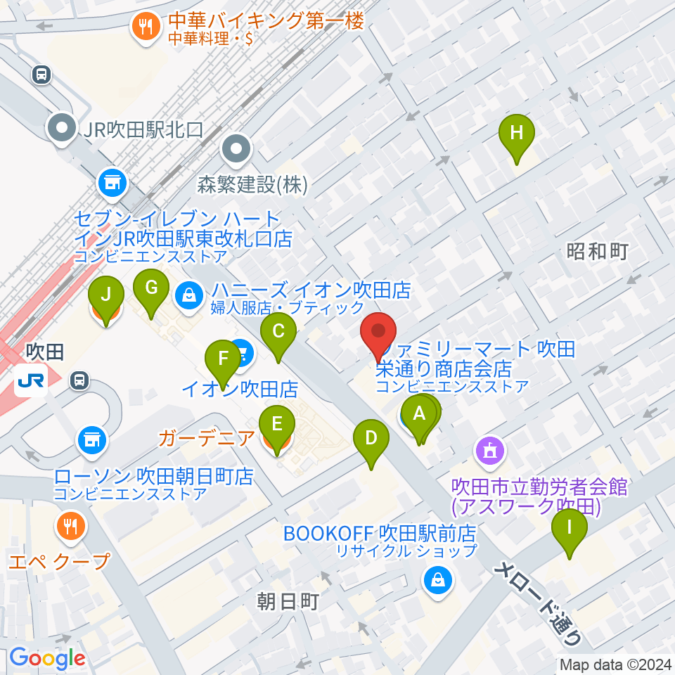 歌枕直美音楽教室周辺のカフェ一覧地図