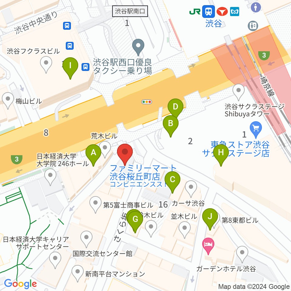 宮地楽器 MUSICJOY渋谷周辺のカフェ一覧地図