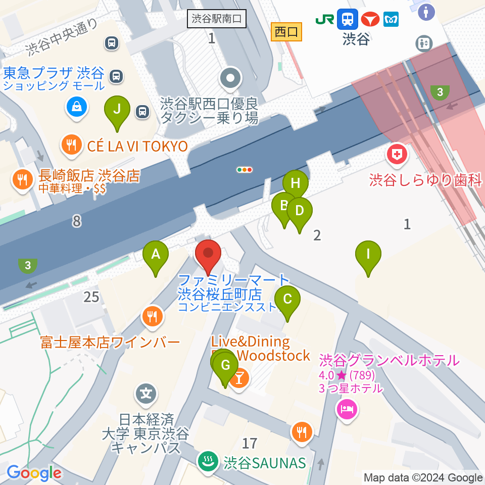 宮地楽器 MUSICJOY渋谷周辺のカフェ一覧地図