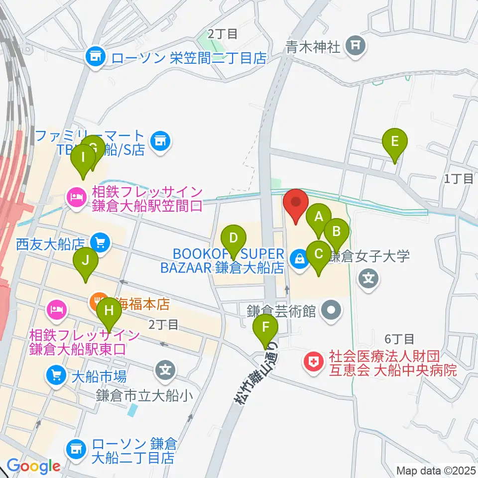ヨークカルチャーセンター大船周辺のカフェ一覧地図