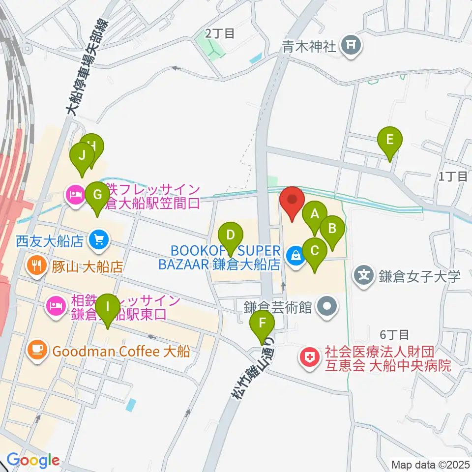 ヨークカルチャーセンター大船周辺のカフェ一覧地図