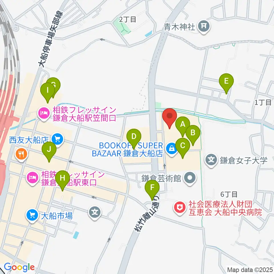 ヨークカルチャーセンター大船周辺のカフェ一覧地図