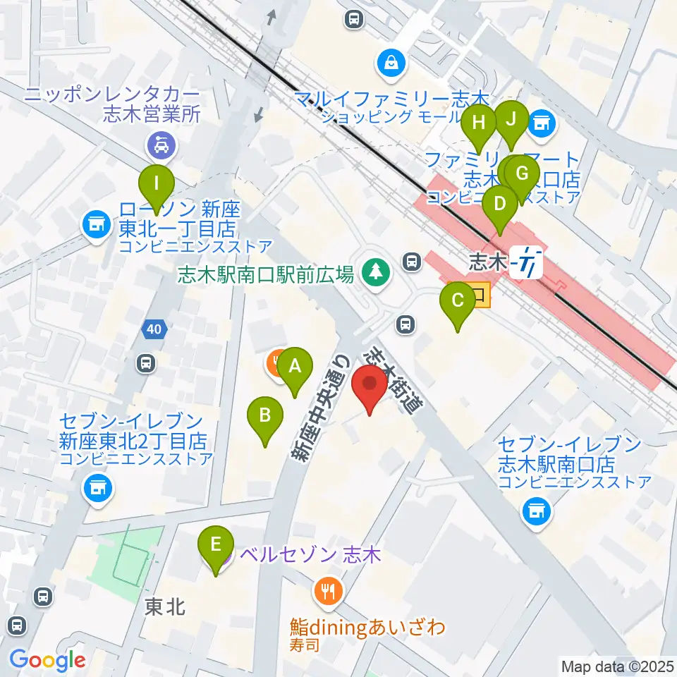 志木駅前 森音楽教室周辺のカフェ一覧地図