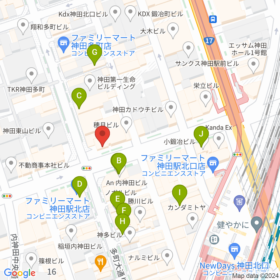 神田音楽学校周辺のカフェ一覧地図