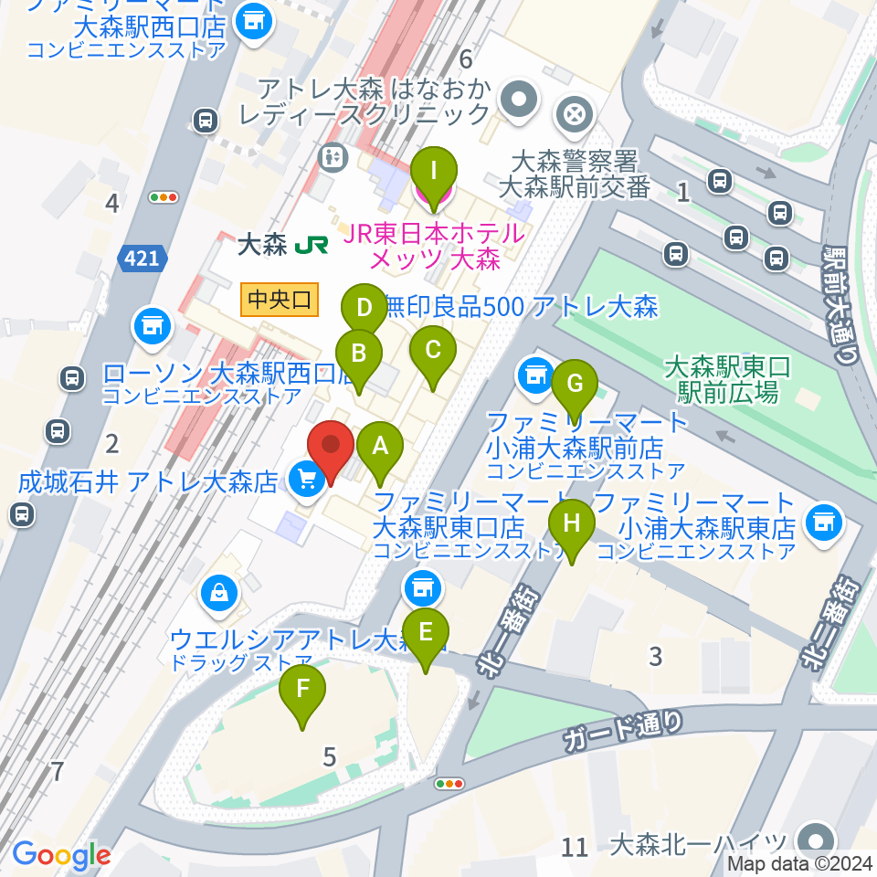 よみうりカルチャー大森周辺のカフェ一覧地図